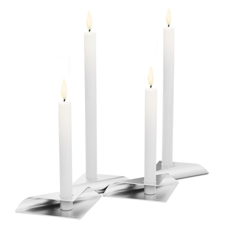 Набір свічників SQUARE CANDLE Set silver зображення №1